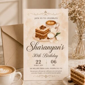 Elegant Coffee Birthday Invitation