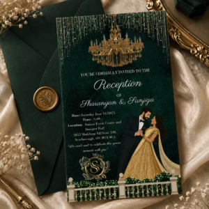 Emerald Luxe Reception Invitation